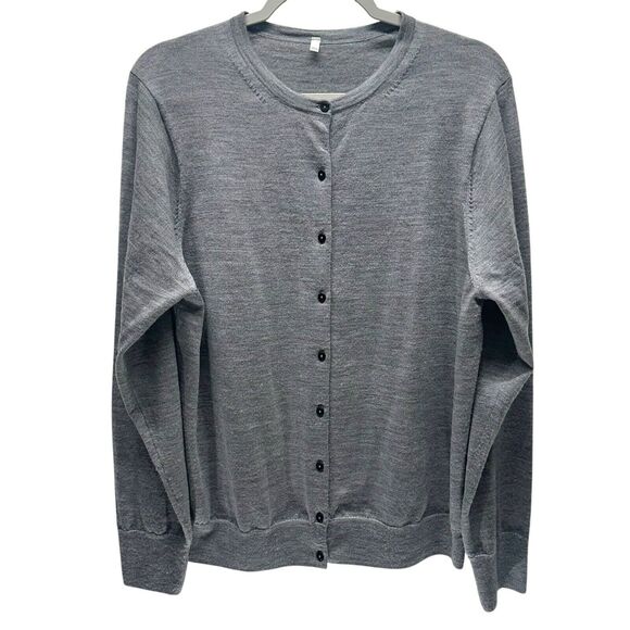 Muji Cardigan Womens Extra Large Grey 100% Wool Washable Japan Minimalist Casual - Picture 1 of 12